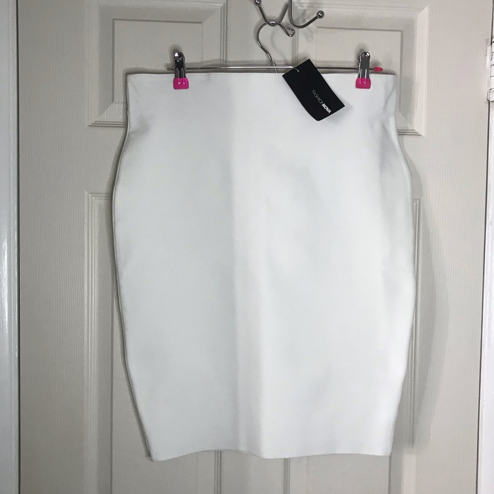 “Wild One” White stretch bandage skirt